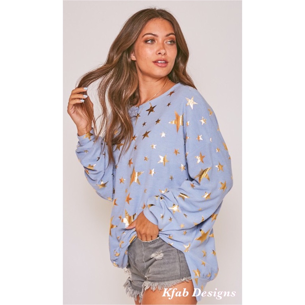❤️LAST 1! Star ⭐️ Metallic Foil So Soft Sweatshirt - Picture 6 of 8